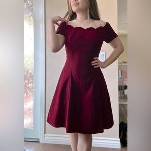Wine red velvet dress